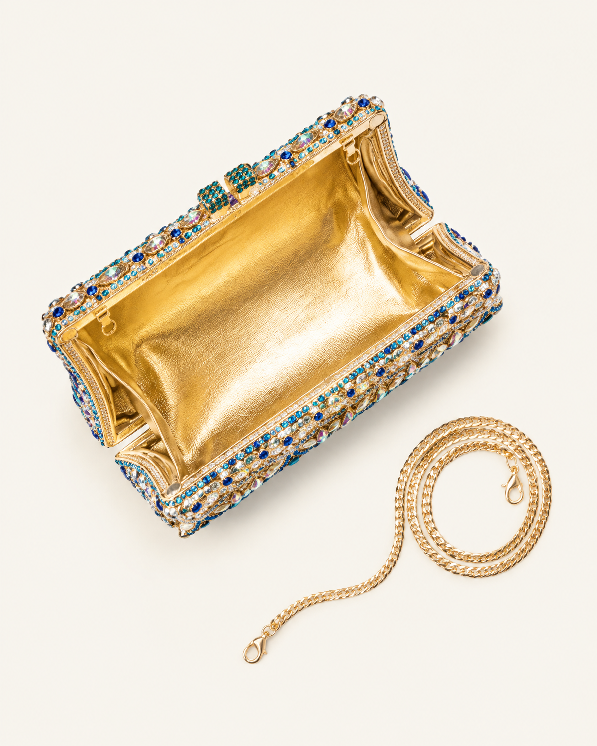 LUNEA ジュエルフィリグリー クリスタルクラッチ ブルー×ゴールド 内側